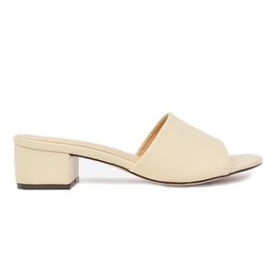Elegant Cream Block Heel Mules
